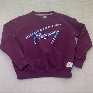 TommyJeans VINTAGE Style Purple Signature Women Small/petite Pullover Sweatshirt